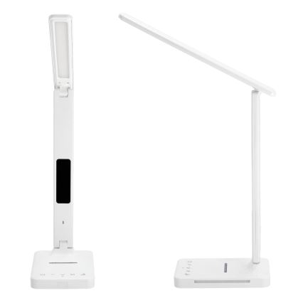 LED Stmívatelná stolní lampa s bezdrátovým nabíjením QI, displejem a USB portem LED/7W/230V 3000-6000K bílá