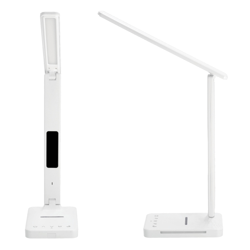 LED Stmívatelná stolní lampa s bezdrátovým nabíjením QI, displejem a USB portem LED/7W/230V 3000-6000K bílá