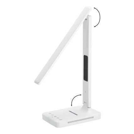 LED Stmívatelná stolní lampa s bezdrátovým nabíjením QI, displejem a USB portem LED/7W/230V 3000-6000K bílá