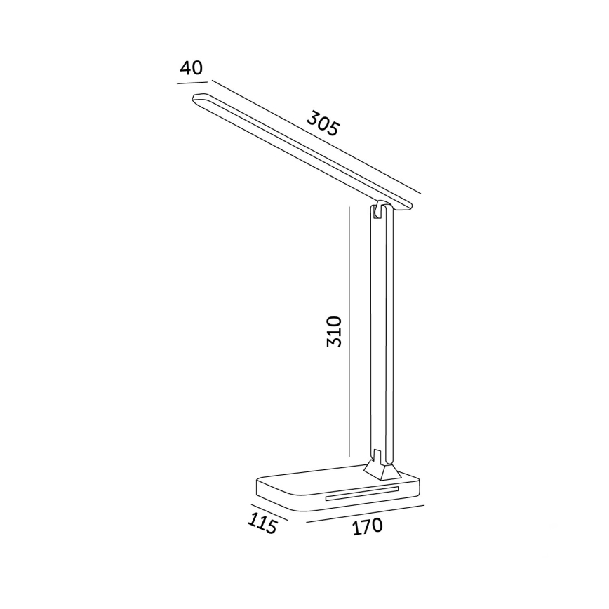 LED Stmívatelná stolní lampa s bezdrátovým nabíjením QI, displejem a USB portem LED/7W/230V 3000-6000K bílá