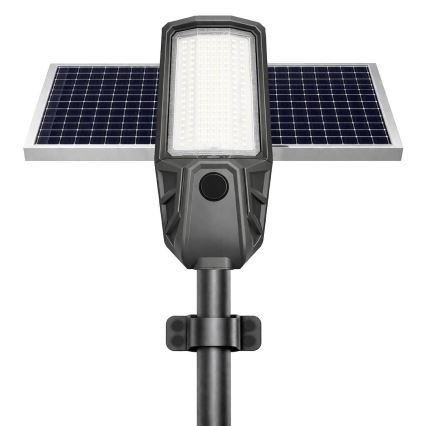 LED Stmívatelná pouliční lampa se senzorem a solárním panelem KOBRA LED/400W/3,2V 24000 mAh IP65 antracit + dálkové ovládání