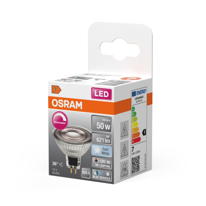 LED Stmívatelná reflektorová žárovka MR16 GU5,3/6,8W/12V 4000K 36° CRI 90 - Osram
