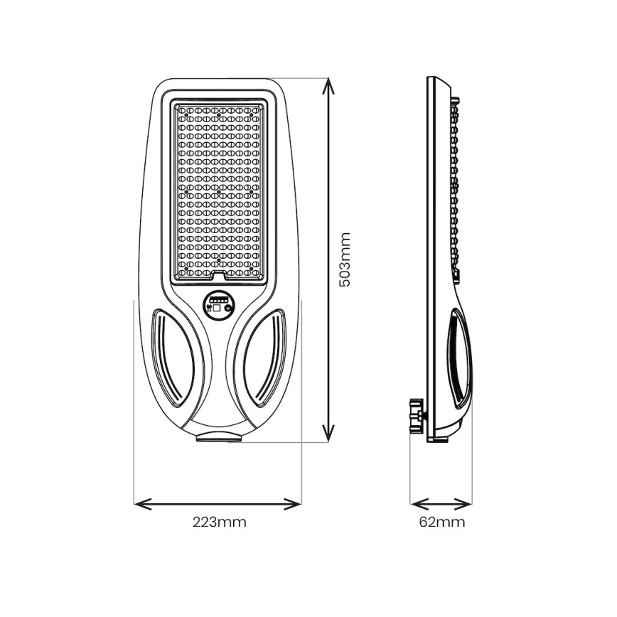 LED Stmívatelná solární pouliční lampa se senzorem VENICE LED/100W/3,2V 6000 mAh IP65 černá + dálkové ovládání