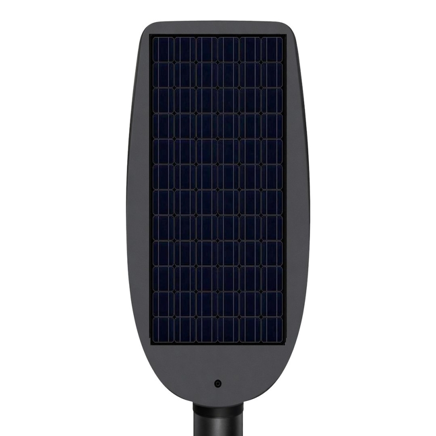 LED Stmívatelná solární pouliční lampa se senzorem VENICE LED/200W/3,2V 12000 mAh IP65 černá + dálkové ovládání