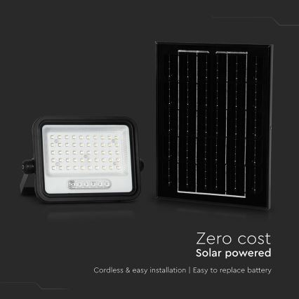 LED Stmívatelný solární reflektor LED/100W/3,2V 2000-8000K IP65 5000 mAh černá + dálkové ovládání