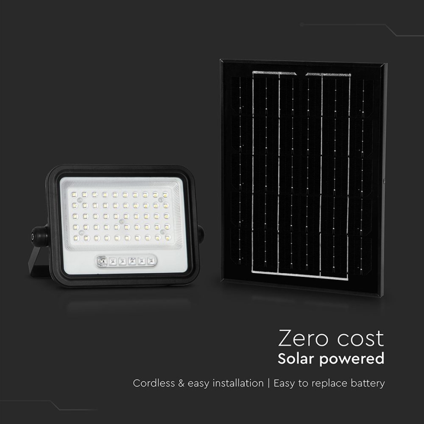 LED Stmívatelný solární reflektor LED/100W/3,2V 2000-8000K IP65 5000 mAh černá + dálkové ovládání