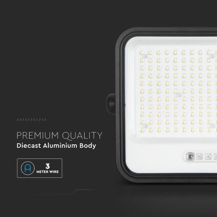 LED Stmívatelný solární reflektor LED/400W/3,2V 2000-8000K IP65 20000 mAh černá + dálkové ovládání