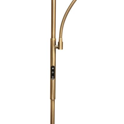 LED Stmívatelná stojací lampa NORA LED/25W/230V 2200/3000/4000K + LED/5W 3000K zlatá + dálkové ovládání