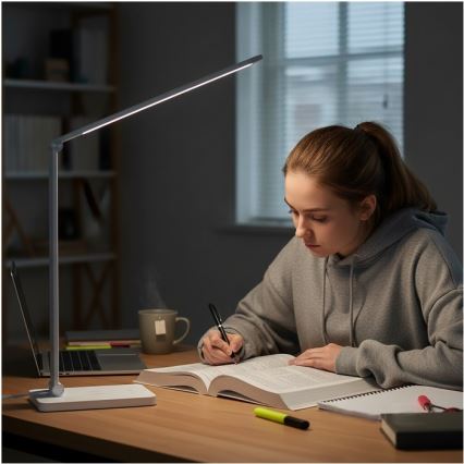 LED Stmívatelná stolní lampa s bezdrátovým nabíjením NOBLITE Q LED/7W/230V 3000/4000/6500K bílá