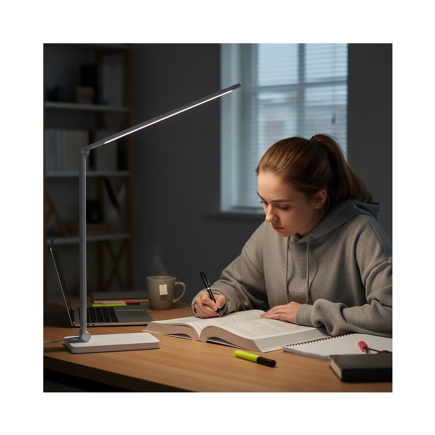 LED Stmívatelná stolní lampa s bezdrátovým nabíjením NOBLITE Q LED/7W/230V 3000/4000/6500K bílá