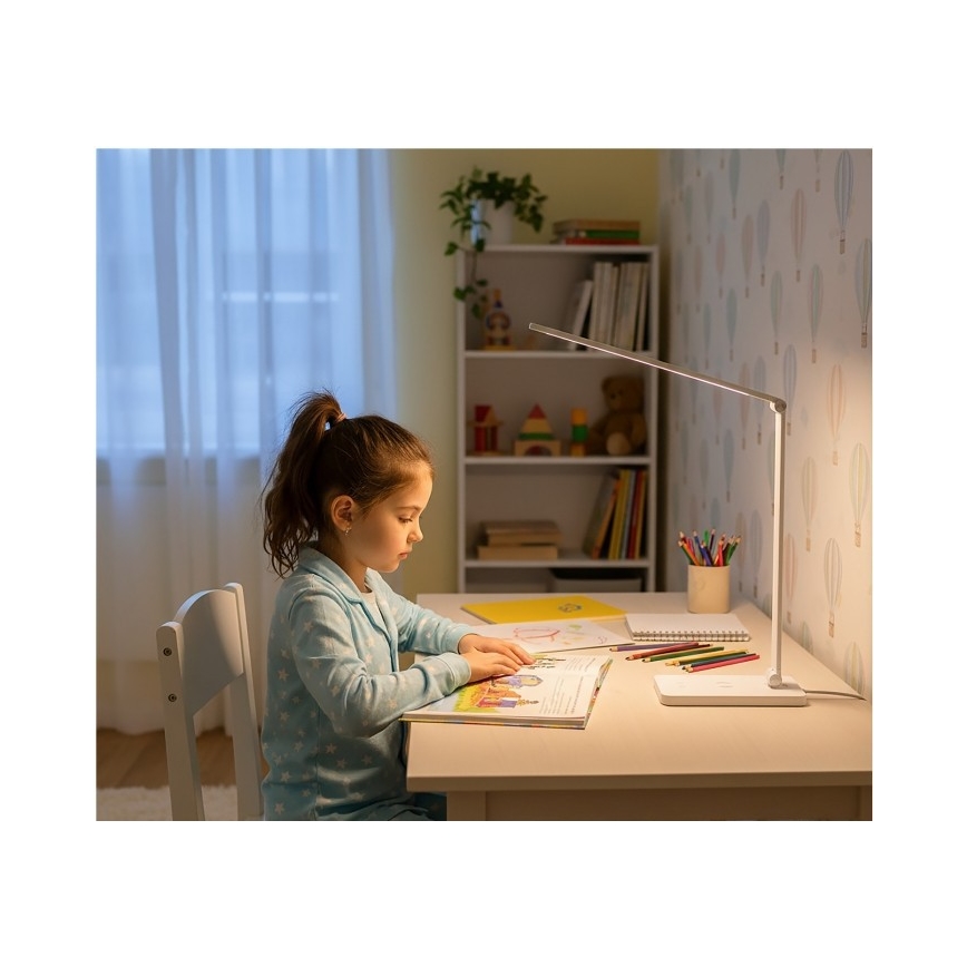 LED Stmívatelná stolní lampa s bezdrátovým nabíjením NOBLITE Q LED/7W/230V 3000/4000/6500K bílá