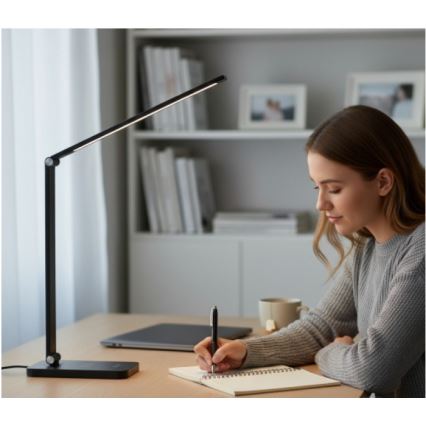 LED Stmívatelná stolní lampa s bezdrátovým nabíjením QI NOBLITE Q LED/7W/230V 3000/4000/6500K černá