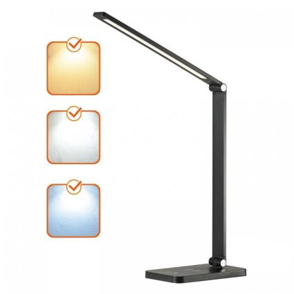LED Stmívatelná stolní lampa s bezdrátovým nabíjením QI NOBLITE Q LED/7W/230V 3000/4000/6500K černá