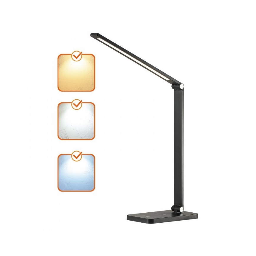 LED Stmívatelná stolní lampa s bezdrátovým nabíjením QI NOBLITE Q LED/7W/230V 3000/4000/6500K černá