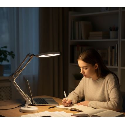 LED Stmívatelná stolní lampa s lupou 2v1 AURIQ LOUPE LED/10W/5V 3000/4000/6500K bílá