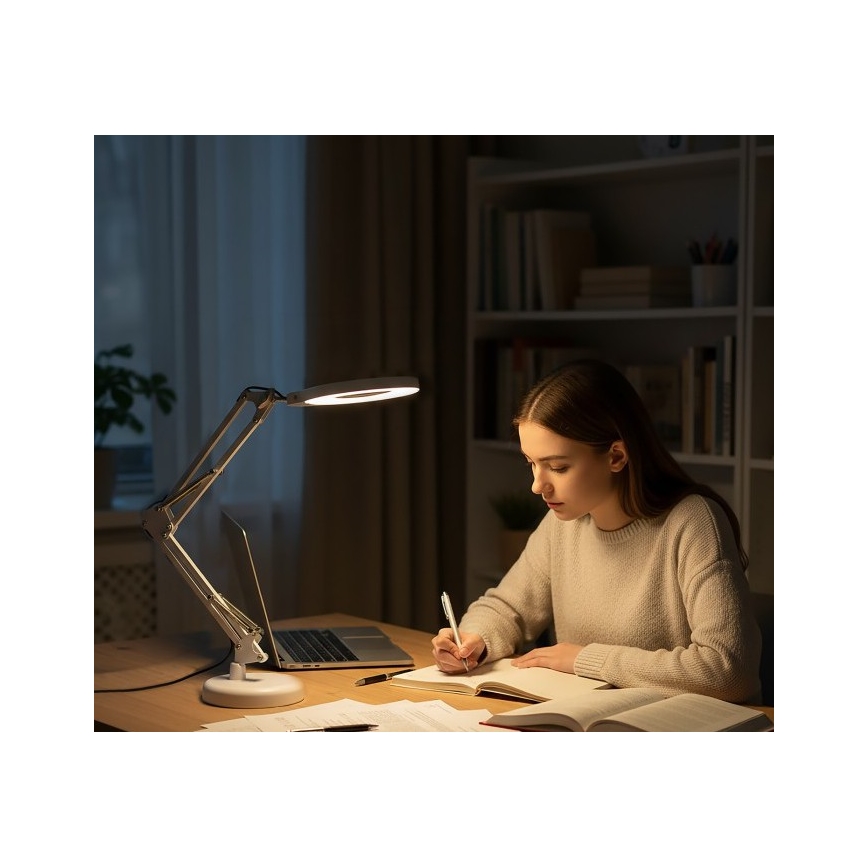 LED Stmívatelná stolní lampa s lupou 2v1 AURIQ LOUPE LED/10W/5V 3000/4000/6500K bílá