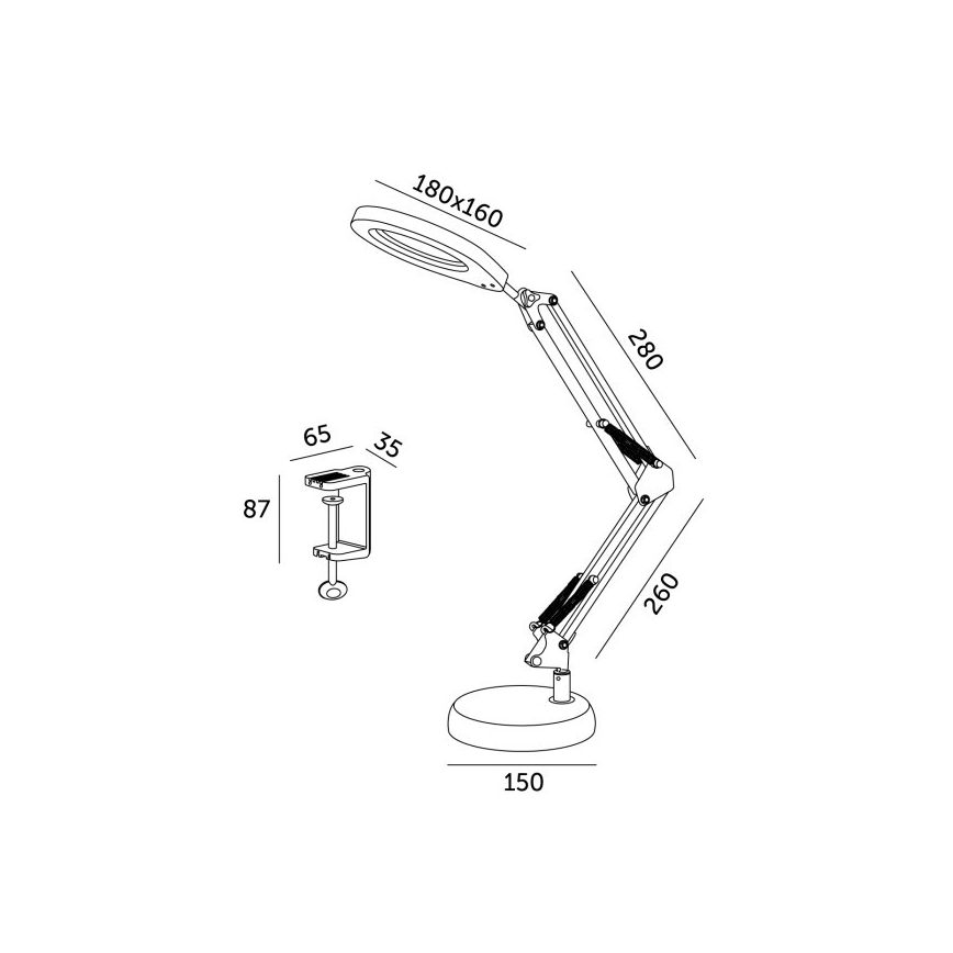 LED Stmívatelná stolní lampa s lupou 2v1 AURIQ LOUPE LED/10W/5V 3000/4000/6500K černá