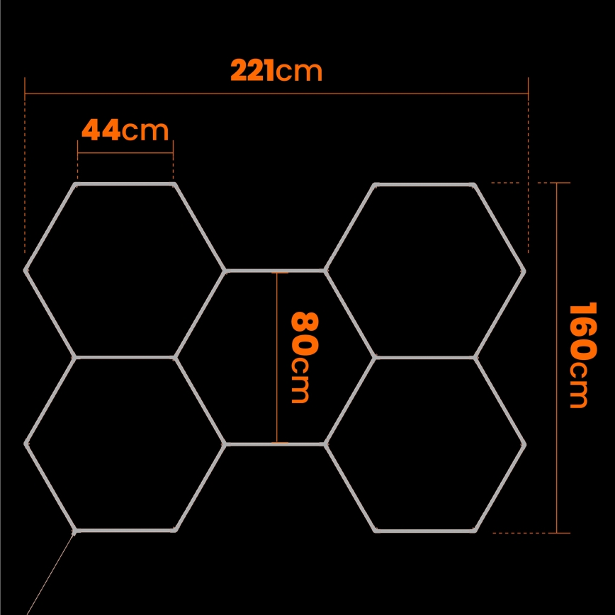 LED Stmívatelné stropní svítidlo HEXAGON LED/192W/85-265V 5000K 160x221 cm CRI 90 IP54 bílá