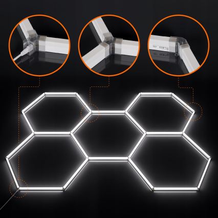 LED Stmívatelné stropní svítidlo HEXAGON LED/240W/85-265V 5000K 298x209 cm CRI 90 IP54 bílá