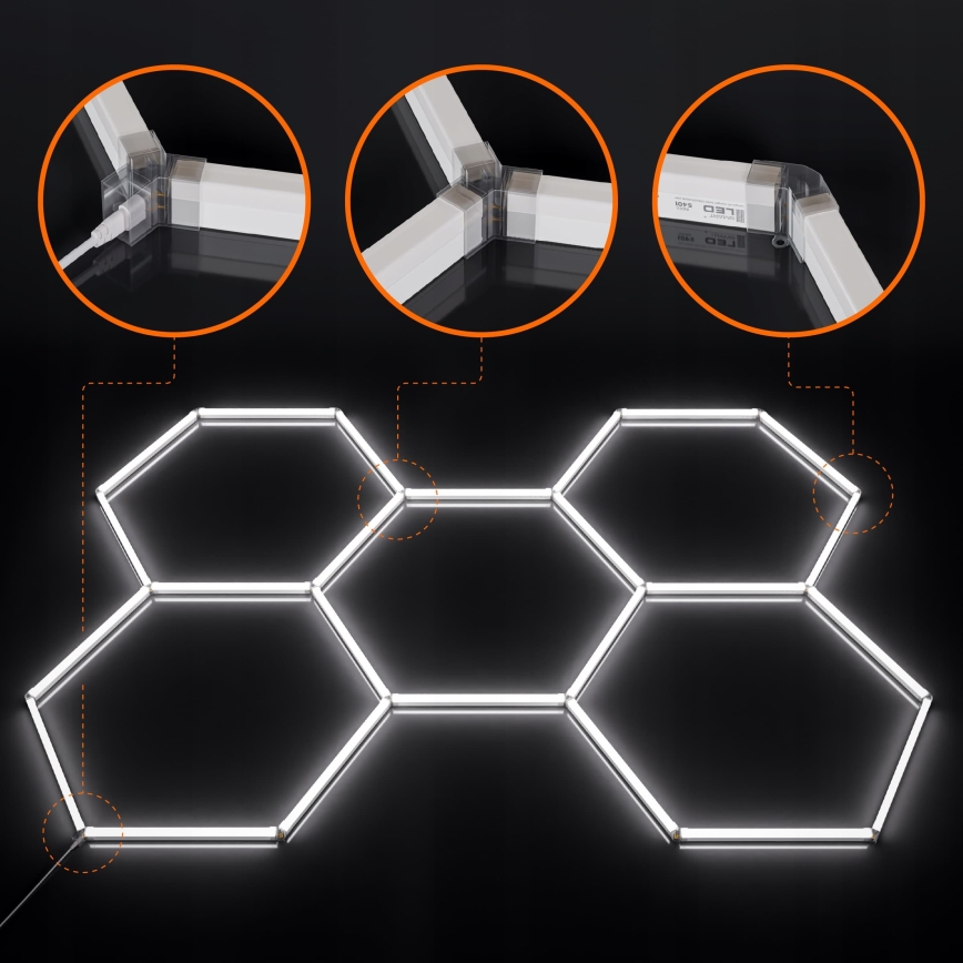 LED Stmívatelné stropní svítidlo HEXAGON LED/240W/85-265V 5000K 298x209 cm CRI 90 IP54 bílá