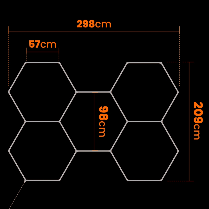 LED Stmívatelné stropní svítidlo HEXAGON LED/240W/85-265V 5000K 298x209 cm CRI 90 IP54 bílá