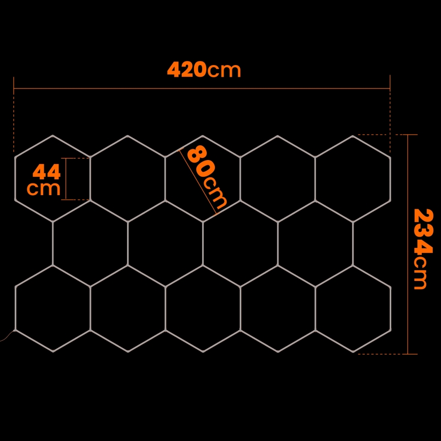 LED Stmívatelné stropní svítidlo HEXAGON LED/456W/85-265V 5000K 234x420 cm CRI 90 IP54 bílá