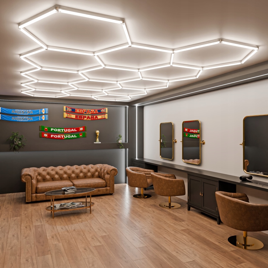 LED Stmívatelné stropní svítidlo HEXAGON LED/570W/85-265V 5000K 522x298 cm CRI 90 IP54 bílá