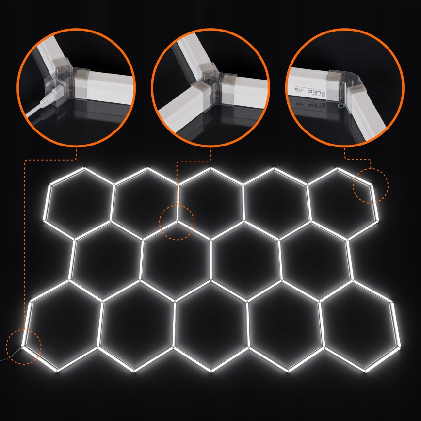 LED Stmívatelné stropní svítidlo HEXAGON LED/570W/85-265V 5000K 522x298 cm CRI 90 IP54 bílá