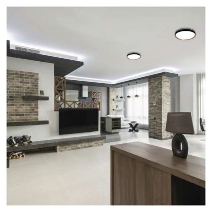 LED Stmívatelné stropní svítidlo ILVI LED/30W/230V 2700-6500K pr. 40 cm černá/béžová + dálkové ovládání