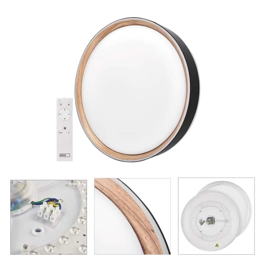 LED Stmívatelné stropní svítidlo ILVI LED/30W/230V 2700-6500K pr. 40 cm černá/béžová + dálkové ovládání