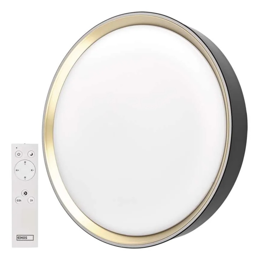 LED Stmívatelné stropní svítidlo ILVI LED/30W/230V 2700-6500K pr. 40 cm černá/mosaz + dálkové ovládání