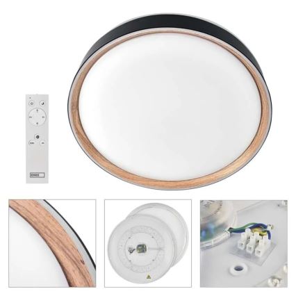 LED Stmívatelné stropní svítidlo ILVI LED/45W/230V 2700-6500K pr. 50 cm černá/béžová + dálkové ovládání
