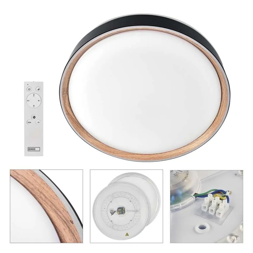 LED Stmívatelné stropní svítidlo ILVI LED/45W/230V 2700-6500K pr. 50 cm černá/béžová + dálkové ovládání