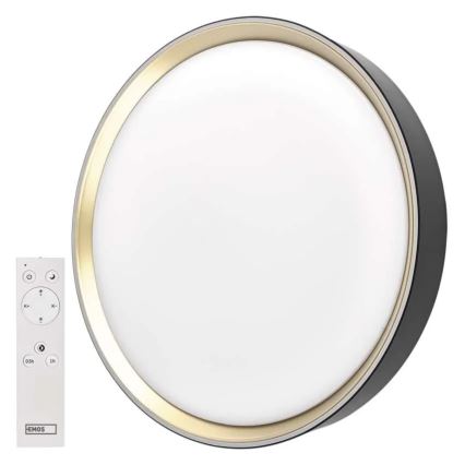 LED Stmívatelné stropní svítidlo ILVI LED/45W/230V 2700-6500K pr. 50 cm černá/mosaz + dálkové ovládání