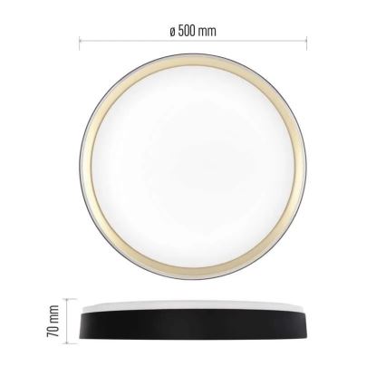 LED Stmívatelné stropní svítidlo ILVI LED/45W/230V 2700-6500K pr. 50 cm černá/mosaz + dálkové ovládání
