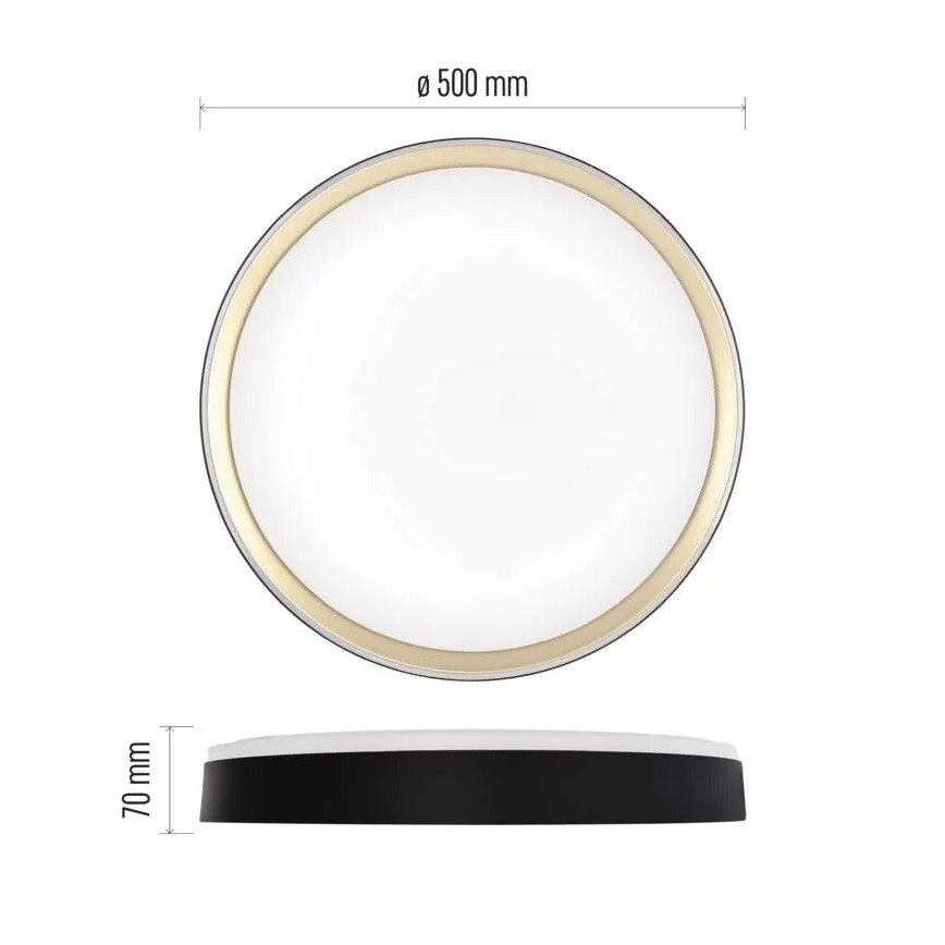 LED Stmívatelné stropní svítidlo ILVI LED/45W/230V 2700-6500K pr. 50 cm černá/mosaz + dálkové ovládání