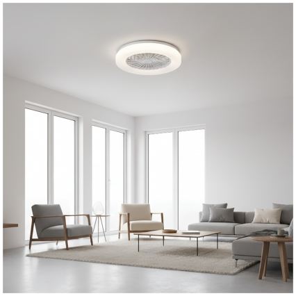 LED Stmívatelné stropní svítidlo s ventilátorem VENTELUX LED/24W/230V 3000/4000/6500K pr. 45 cm bílá + dálkové ovládání