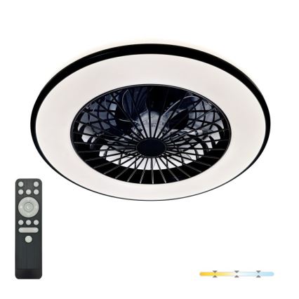 LED Stmívatelné stropní svítidlo s ventilátorem VENTELUX LED/48W/230V 3000/4000/6500K pr. 48,5 cm černá + dálkové ovládání