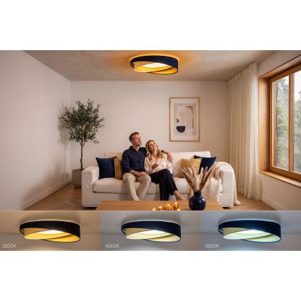 LED Stmívatelné stropní svítidlo SMART GALAXY MODERN LED/24W/230V 3000-6500K pr. 55 cm modrá/bílá/zlatá + dálkové ovládání