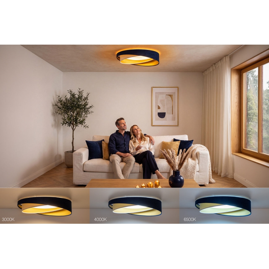 LED Stmívatelné stropní svítidlo SMART GALAXY MODERN LED/24W/230V 3000-6500K pr. 55 cm modrá/bílá/zlatá + dálkové ovládání