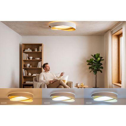 LED Stmívatelné stropní svítidlo SMART GALAXY MODERN LED/24W/230V 3000-6500K pr. 55 cm bílá/zlatá + dálkové ovládání