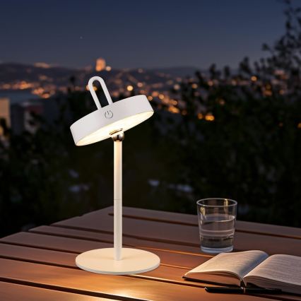 LED Stmívatelná venkovní nabíjecí dotyková stolní lampa GENTLE LED/1,5W/3,7V 3000 mAh IP44 bílá