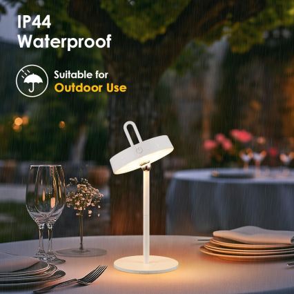 LED Stmívatelná venkovní nabíjecí dotyková stolní lampa GENTLE LED/1,5W/3,7V 3000 mAh IP44 bílá