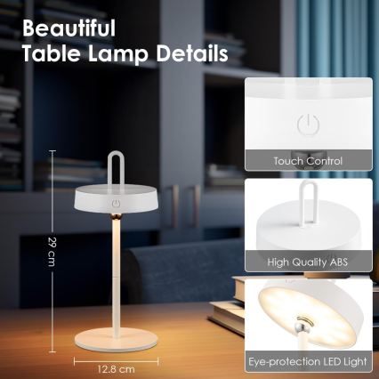 LED Stmívatelná venkovní nabíjecí dotyková stolní lampa GENTLE LED/1,5W/3,7V 3000 mAh IP44 bílá