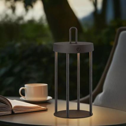 LED Stmívatelná venkovní nabíjecí dotyková stolní lampa GENTLE LED/1,5W/3,7V 3000 mAh IP44 černá