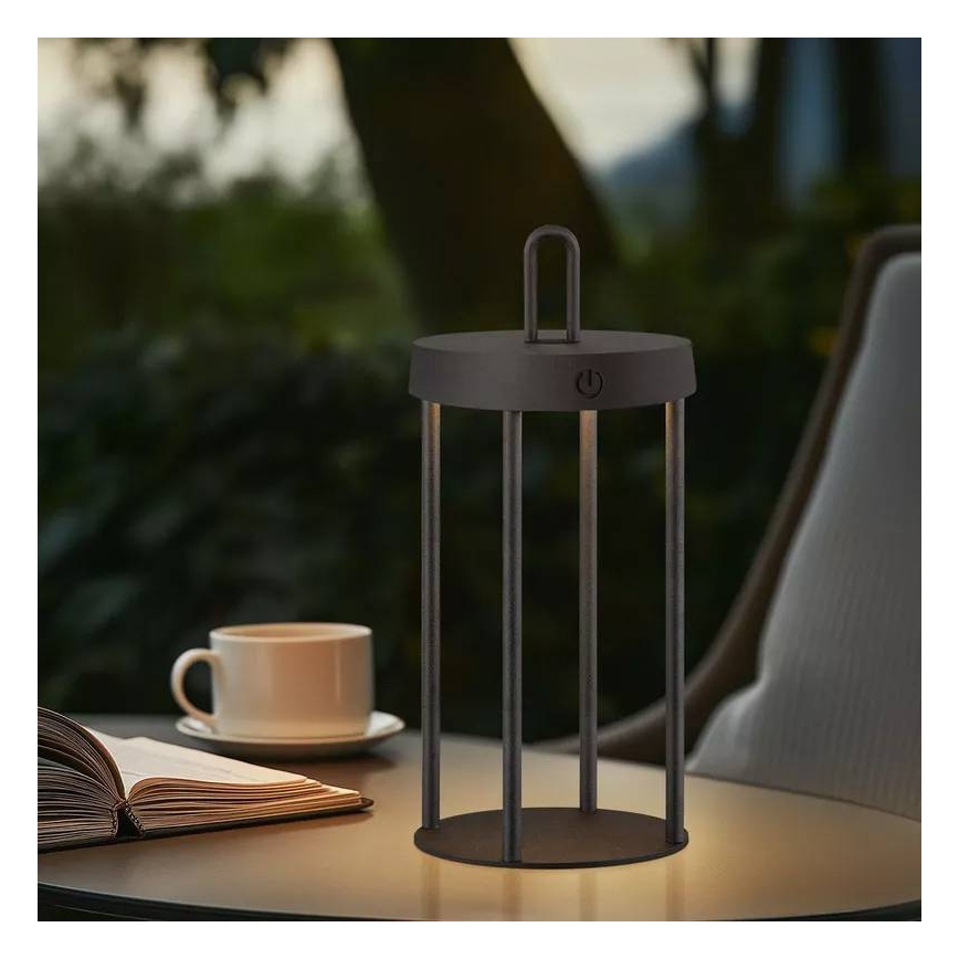 LED Stmívatelná venkovní nabíjecí dotyková stolní lampa GENTLE LED/1,5W/3,7V 3000 mAh IP44 černá