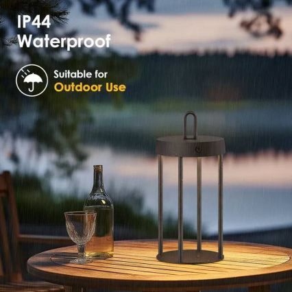 LED Stmívatelná venkovní nabíjecí dotyková stolní lampa GENTLE LED/1,5W/3,7V 3000 mAh IP44 černá