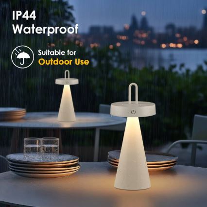 LED Stmívatelná venkovní nabíjecí dotyková stolní lampa HALO LED/1,5W/3,7V 3000 mAh IP44 šedá