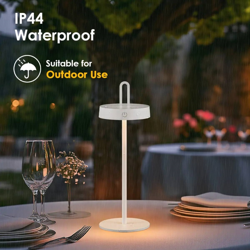 LED Stmívatelná venkovní nabíjecí dotyková stolní lampa SHINE LED/1,5W/3,7V 3000 mAh IP44 bílá