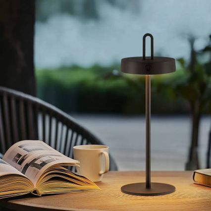 LED Stmívatelná venkovní nabíjecí dotyková stolní lampa SHINE LED/1,5W/3,7V 3000 mAh IP44 černá